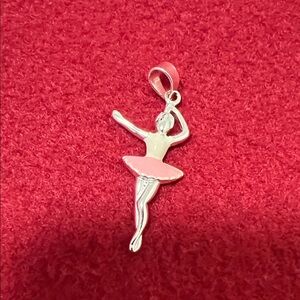 Ballerina Sterling Silver Pendant Charm in Pink and Silver